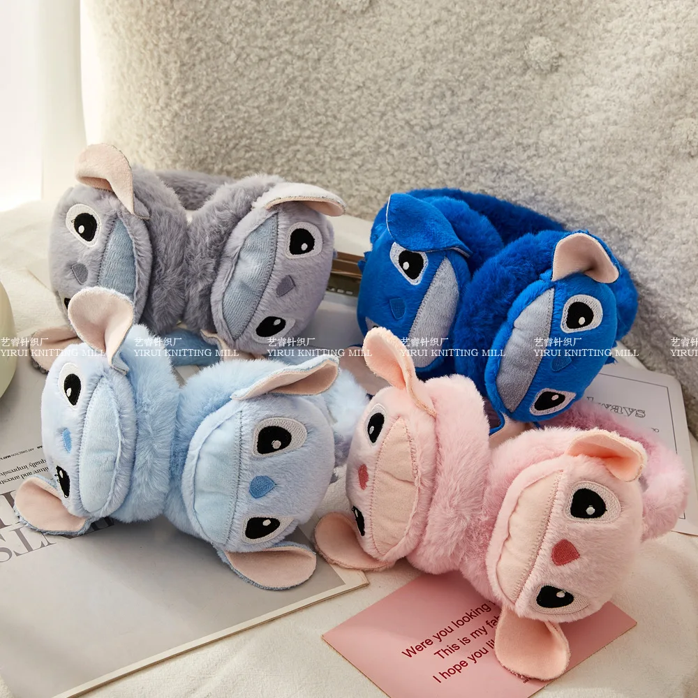 Disney Stitch Plush Filled Warm Children Earmuffs Snow Winter Thickened Ear Warmer Couple Ear Protection Earmuffs Christmas Gift