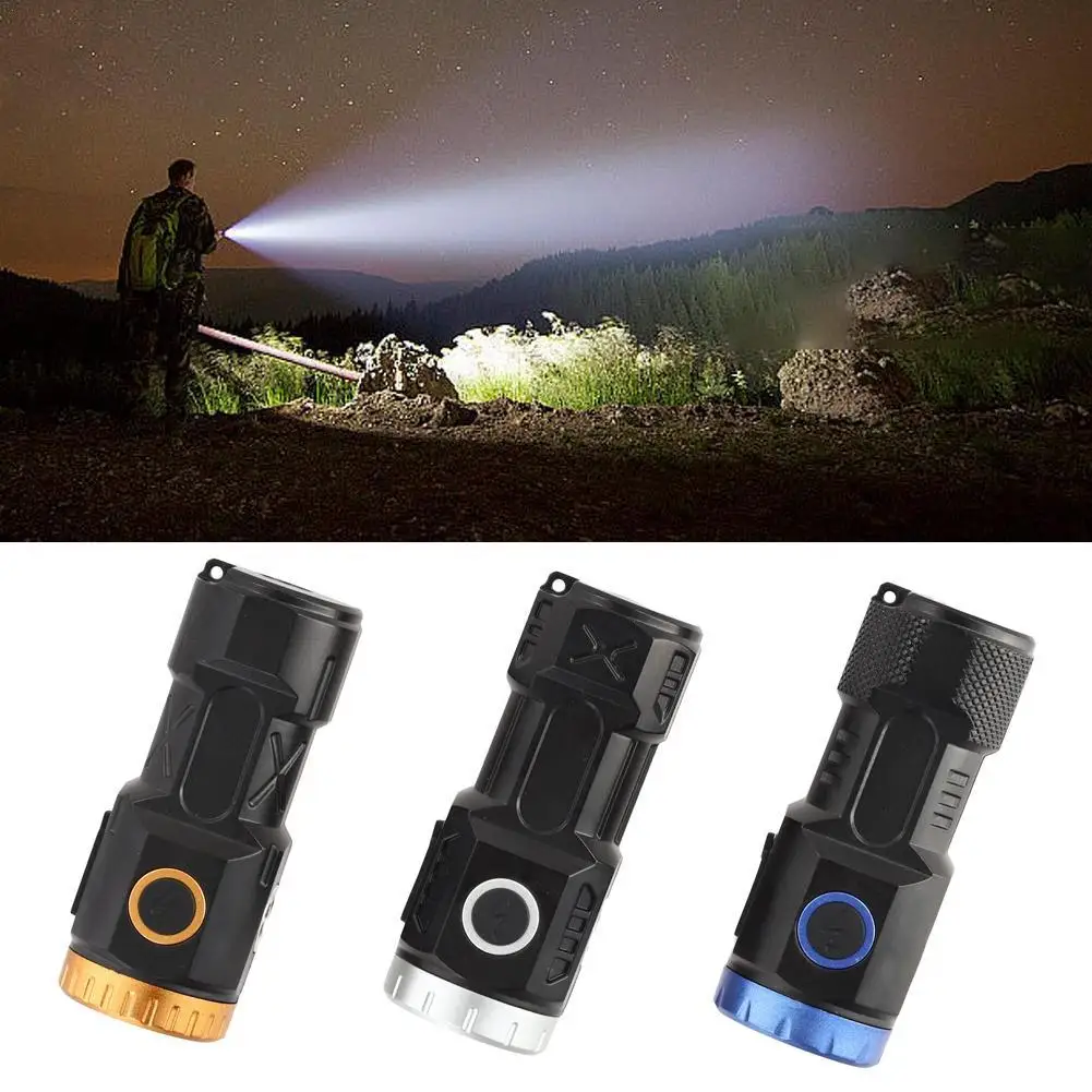 New White Laser Ultra Bright Strong Light Household Charging Outdoor Portable Long-range Flashlight Multi-core Bursting Flash