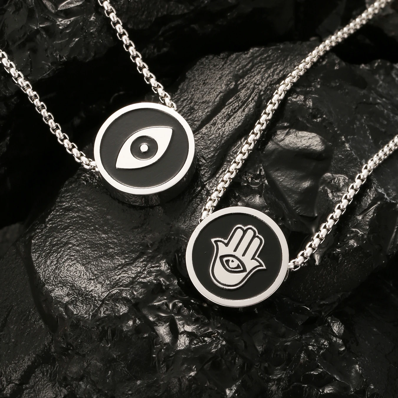 

Fashion Stainless Steel Enamel Star of David Necklace Men Spiritual Sea Turtle Cross Lotus Necklace for Men Jewelry