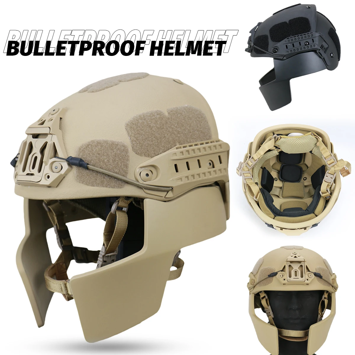 

Tactical Bulletproof Helmet Full Protection NIJ Level IIIA Military Tactical Helmet AirFrame Airsoft Helmet Tactical Mask Set