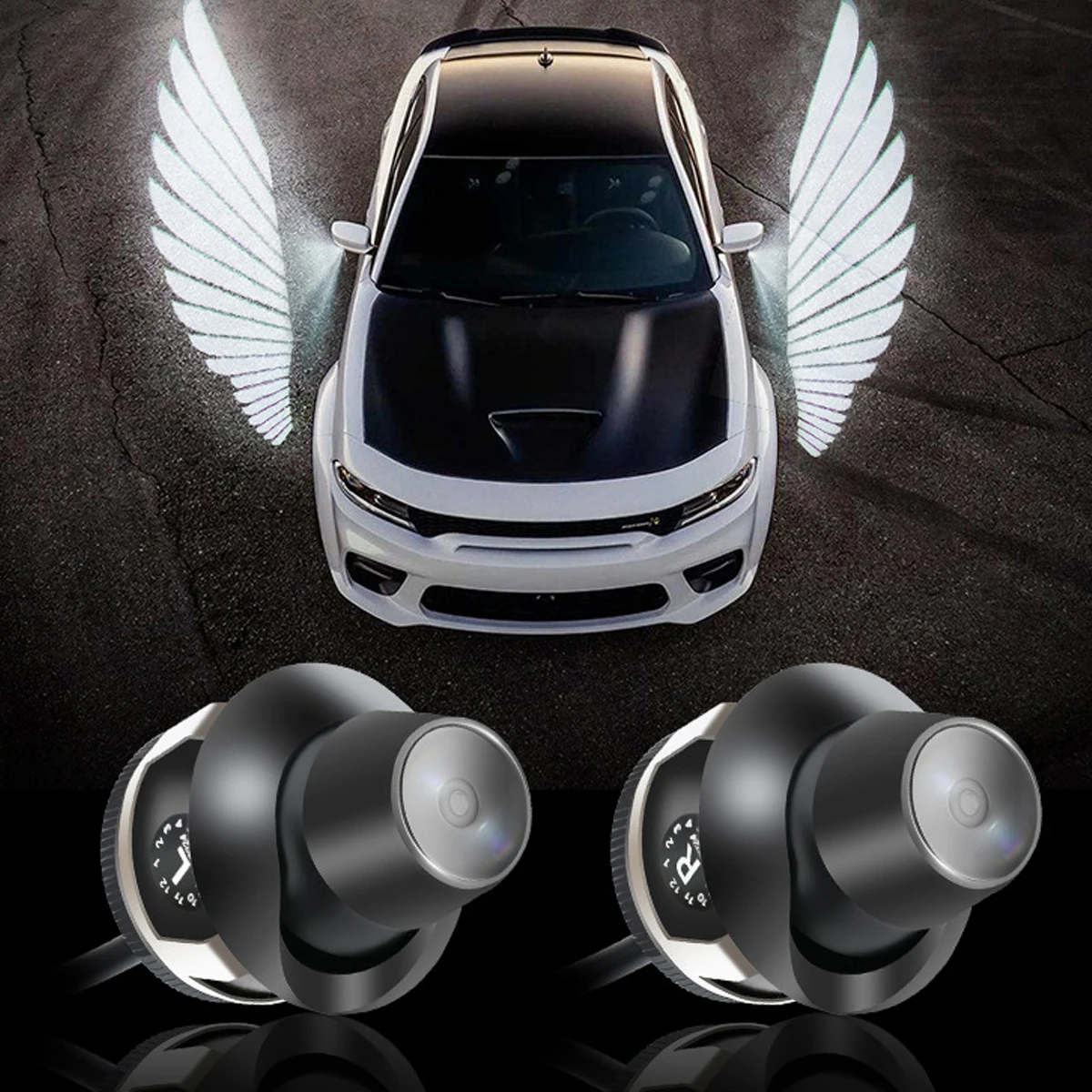 

2Pcs Car Angel Wings Wireless Car Door LED HD Welcome Courtesy Shadow Projector Lamp Carpet Projection For Benz Toyota 12v