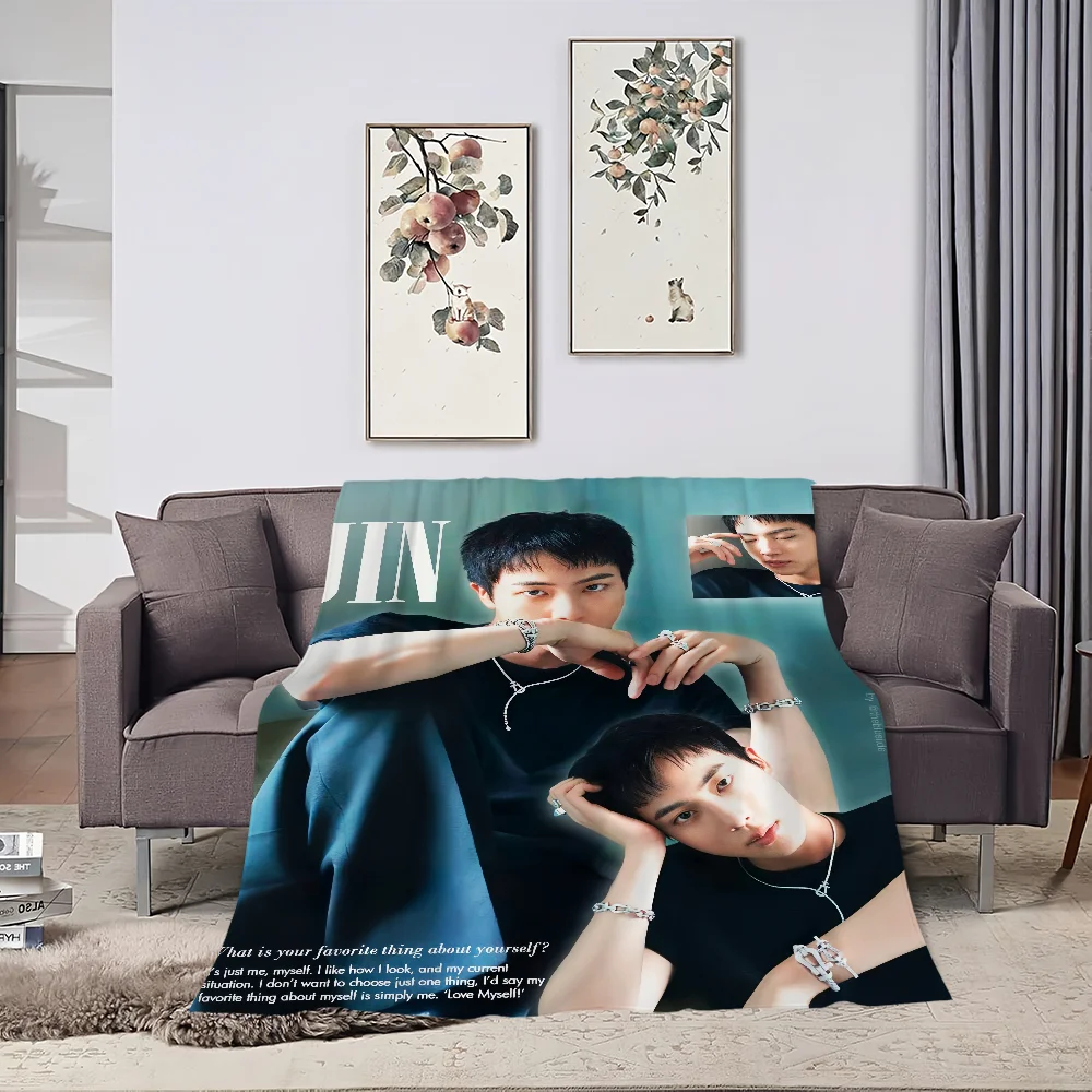 بطانية الفانيلا الدافئة الراحة المعبود J-Jin SINGER بطانية قطيفة ناعمة للأريكة غرفة المعيشة kpop مكتب غرفة نوم هدية السفر #5