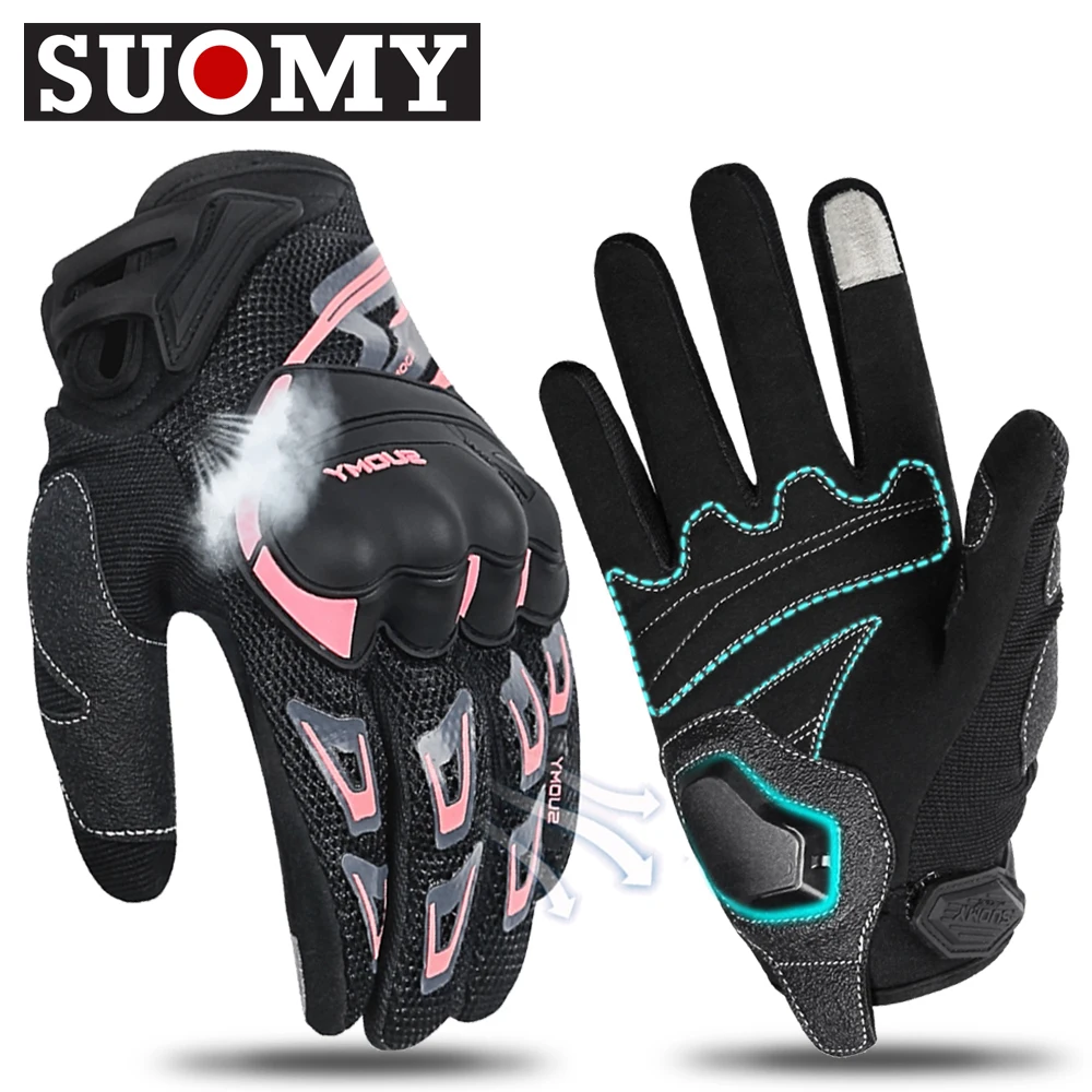 

Розовые летние Мотоциклетные Перчатки SUOMY для сенсорного экрана, мотоциклетные перчатки для мотокросса, MTB, мотоциклетные перчатки, дышащие нескользящие перчатки для пар