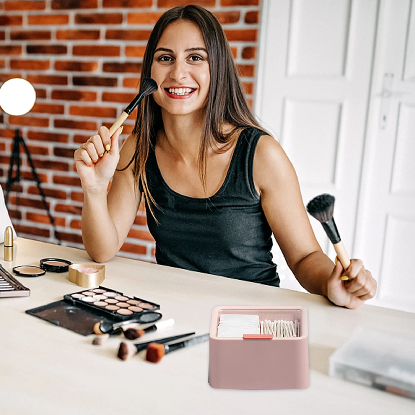 

Makeup Tool Storage Box Cotton Swabs Organizer Holder Vanity Container Divider For Makeup Sponge Bathroom Keeper