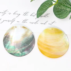 2PCS 50mm Round Shell Disc Charm Pendant Natural Mother of Pearl Beads for Jewelry Making Coin Mussel Slice DIY Necklace Earring