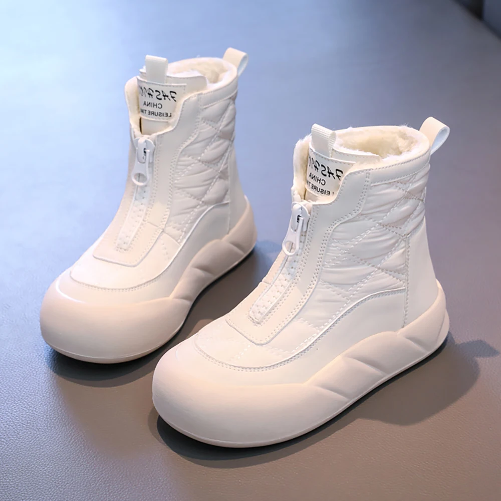 PU Leather Winter Boots For Children 2025 Trend Fashion Winter Shoes For Girls Thick Warm Fur Boots For Kids Fashion Snow Boots