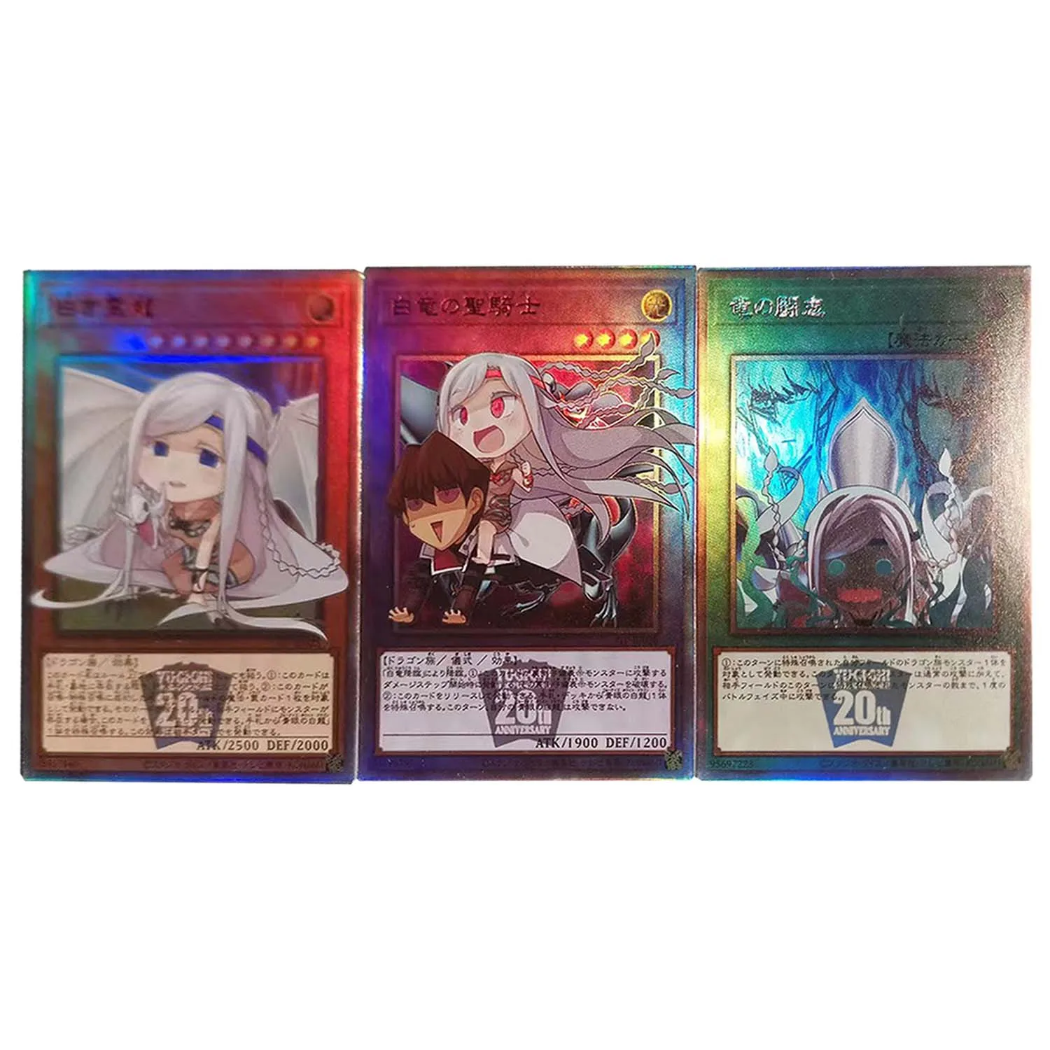 59X86Mm Diy 3Pcs/set New Yu-Gi-Oh! Evil Twin Blue-Eyes White Dragon Q Collection Card Color Flash Anime Cards Gift Toys