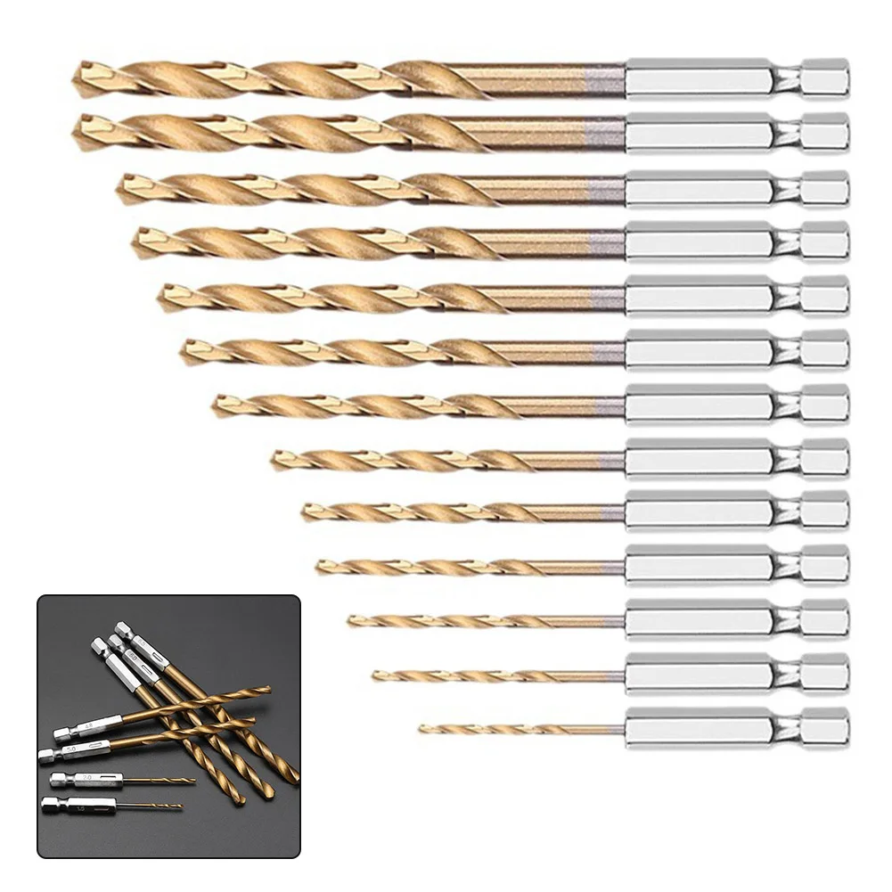 13 pezzi 60-120mm Set di punte da trapano con gambo esagonale per trapano colla per legno alluminio e ferro sottile punta da trapano fai da te pratica e Versatile