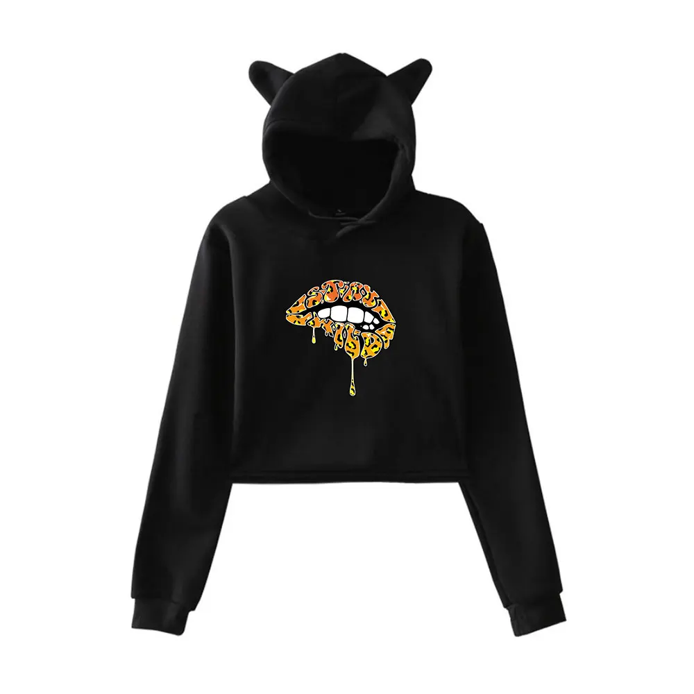 

Ben Azelart Stay Wild Lip Hoodie Vintage 90s Streetwear Hoodie Merch Hoodies Sweatshirts for Girls Cat Ear Crop women Fashion