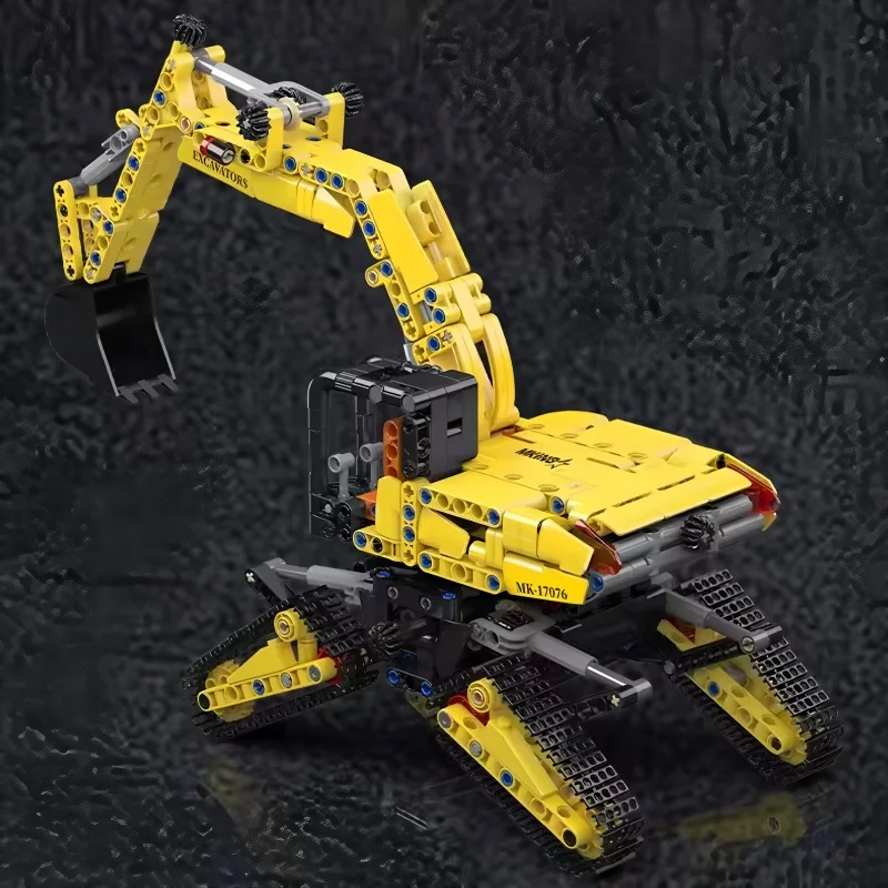 Molde rei 17076 caminhão técnico brinquedos o futuro escavadeira bloco de construção montagem enginerring carro tijolo conjunto crianças presente natal