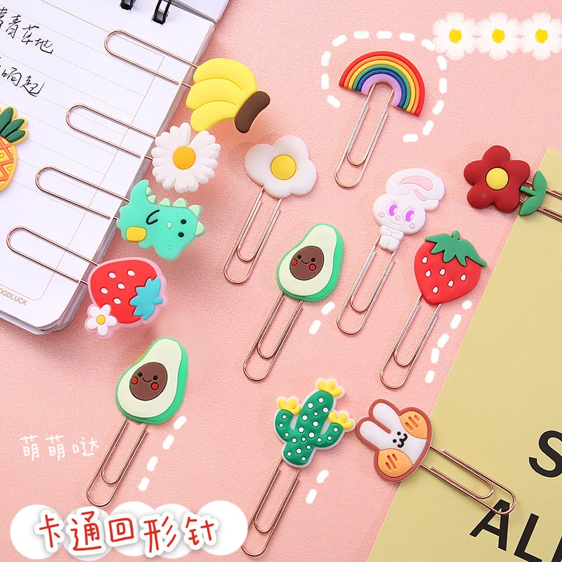 

10PCS Creative Cartoon Bookmark Student Paper Clip Bookmark Clip Metal Clip Special-shaped Paper Clip Decorative Small Pin