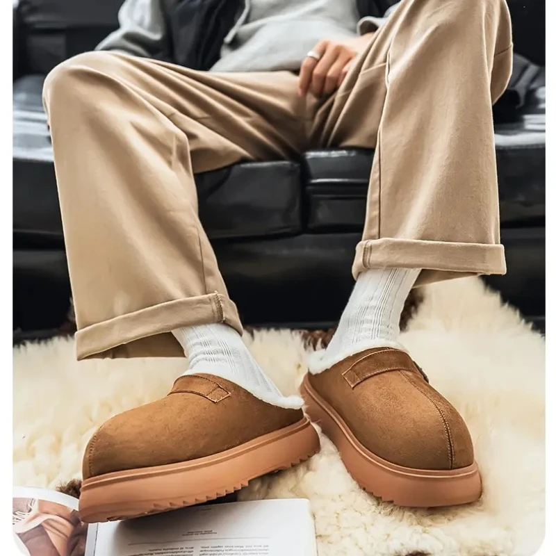 الرجال نعال من القطن للجنسين أحذية الشتاء جولة تو أحذية زلة واقية الدافئة شقة الثلوج الأحذية الأزواج أحذية قطنية نصف النعال #1