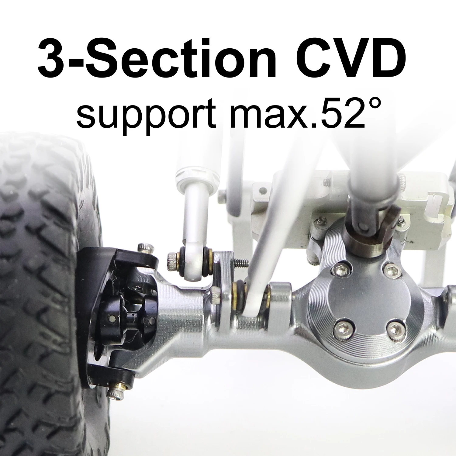 Assali Planetari in Alluminio a 3 Sezioni CVD con Fuselli Sterzo in Ottone Max.52 °   Parti per Axial SCX24 C10 JLU Gladiator Bronco Deadbolt in Scala 1/24
