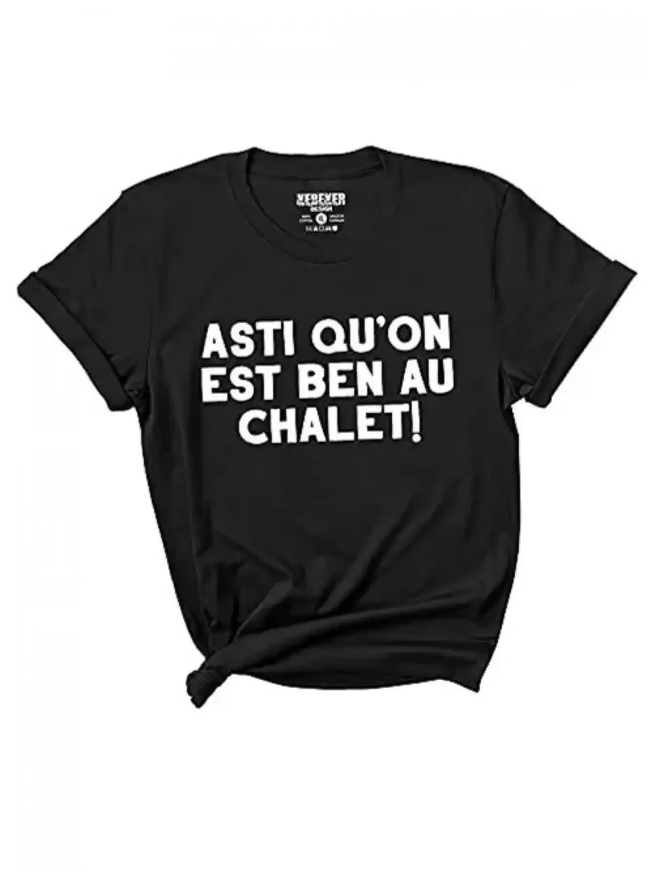 

Men'S French Canadian Chalet Shirt - Black with Bold White Quebec French Text Print,All-Season Casual Athletic T-Shirt for Gym