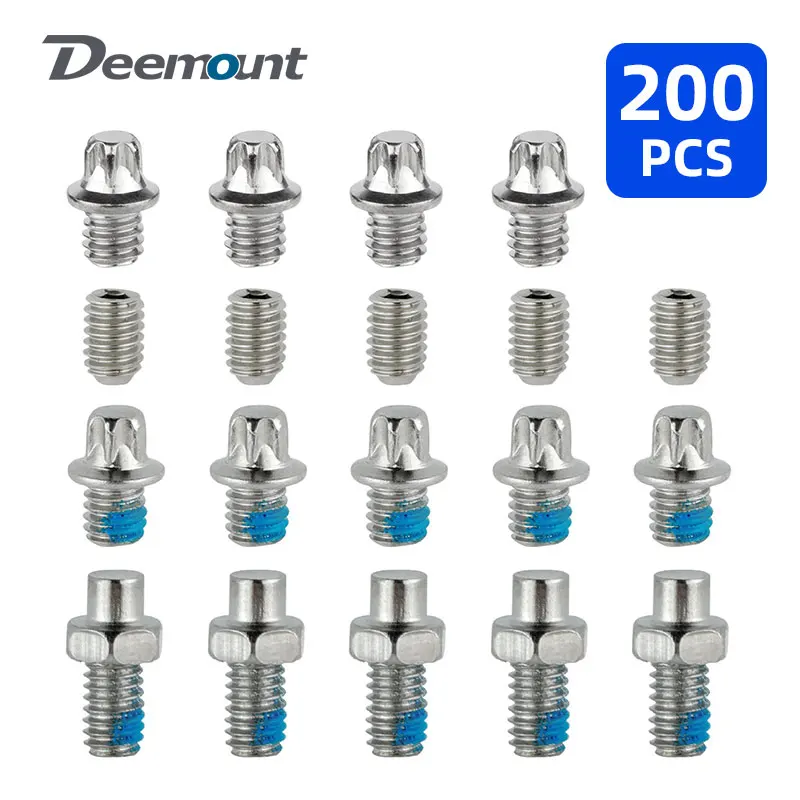 

Deemount 200PCS Bicycle Pedal Bolts W/ Tool M4 Steel Stud Pin Nail Cycle Anti-skid Spikes MTB Folding Bike Parts