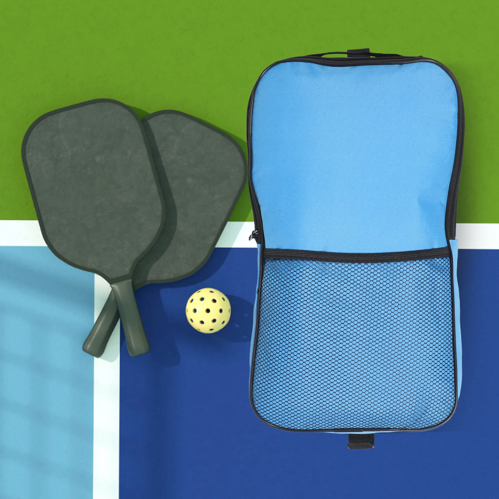 

Portable Pickleball Paddle Carry Bag Featuring Zipper Pocket Adjustable Strap Internal Mesh Pouch for Accessories Storage