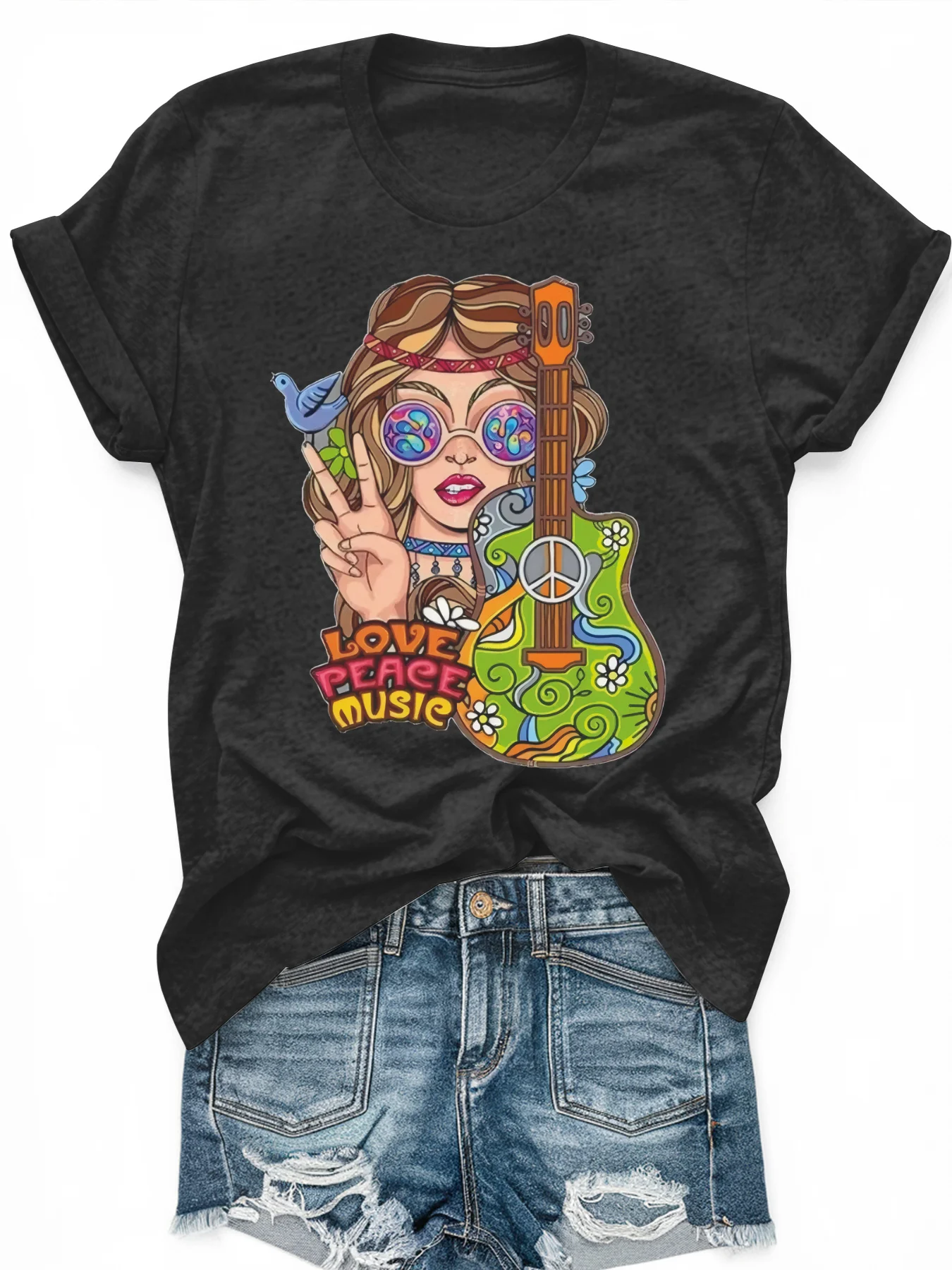 

Women's large-size printed short-sleeved T-shirt, loose and casual, soft, comfortable and breathable, outdoor sports