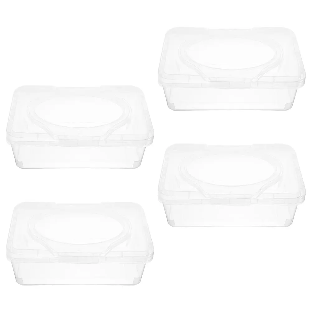 

4pcs Wet Tissue Box Bathroom Vending Machine PP Material Baby Container Travel Portable Wipes Dispenser Reusable Stroller Pram