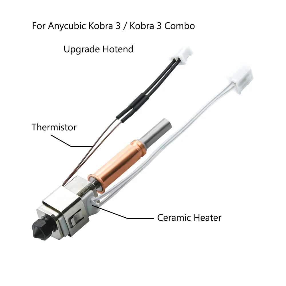 Anycubic Kobra 3 Hotend 업그레이드 용 세라믹 히터 서미스터 Kobra 3 프린트 헤드 24V 60W 가열 튜브 Kobra 3 콤보 액세서리