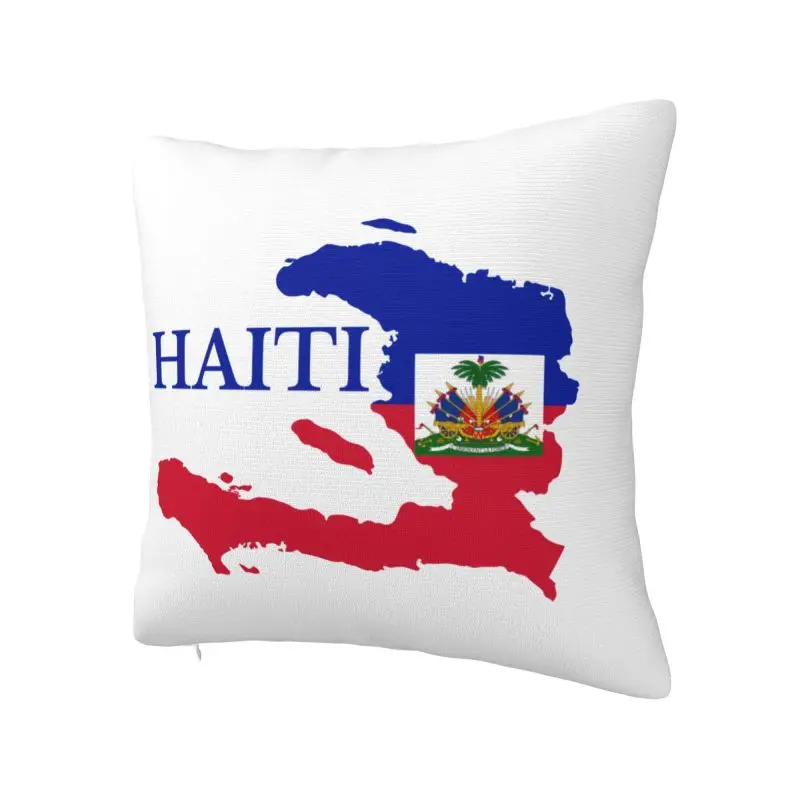 Haiti Map Flag Cushion Cover Sofa Living Room Square Throw Pillow Cover 45x45