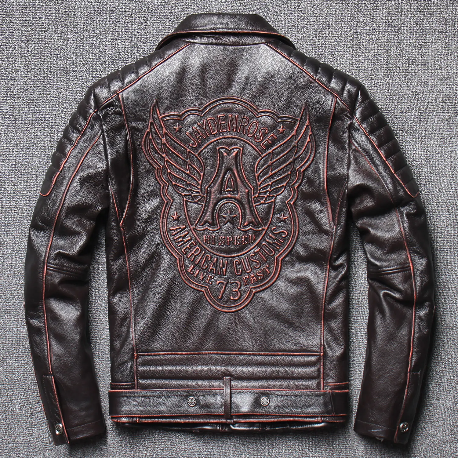 

DHL free shipping,Men's Top Leather Jacket 3D Pattern Warm Vintage Bottom Pleated Motorcycle Jackets