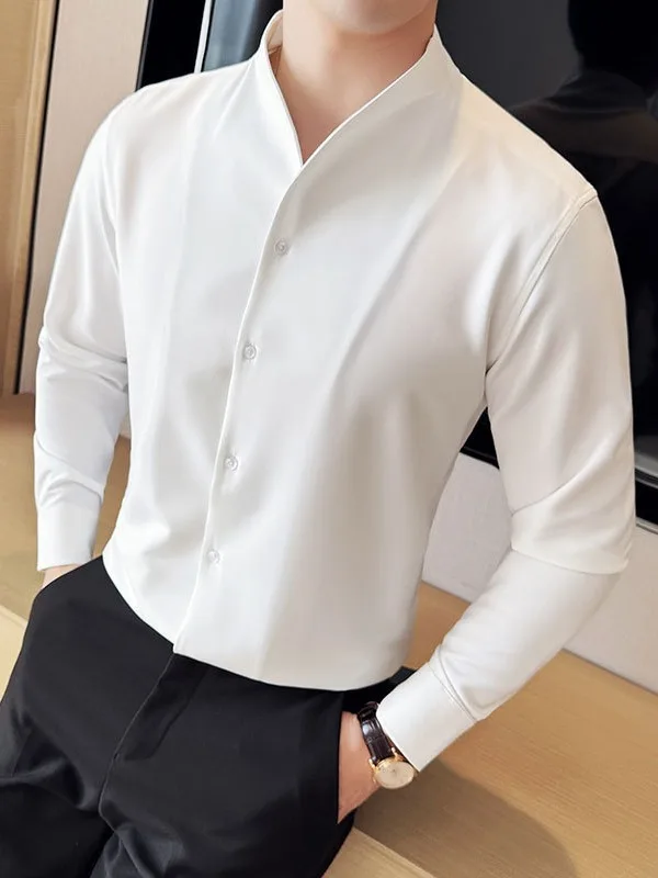 

Элитная одежда: сексуальные рубашки с V-образным вырезом, мужские рубашки с длинными рукавами, рубашки с воротником-стойкой, мужские