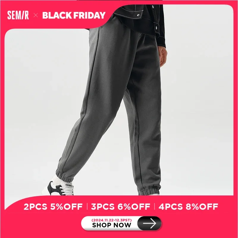 Semir 2024 Casual Trousers Men In Spring Daily Simple Fashion Commuter Pants With Letter Embroidery Sports Style Leggings Trendy