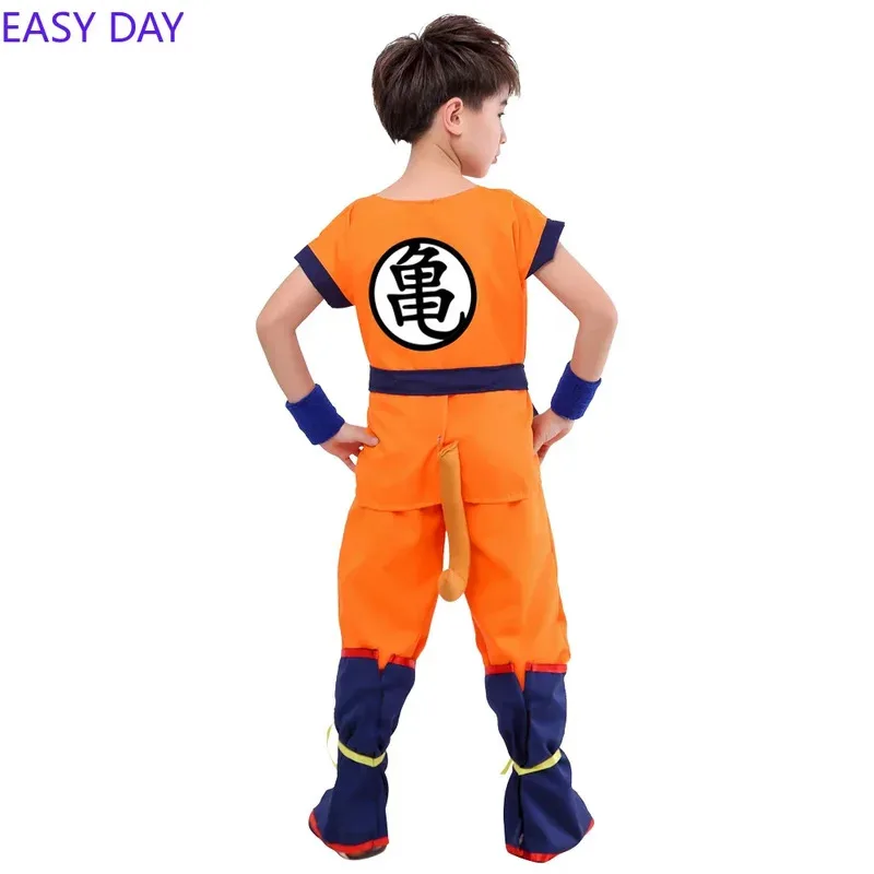 Bambini Anime Son Goku Costumi Cosplay Krillin Abiti da allenamento Abiti da supereroe con parrucca Super Saiyan Comic Con Costume da festa