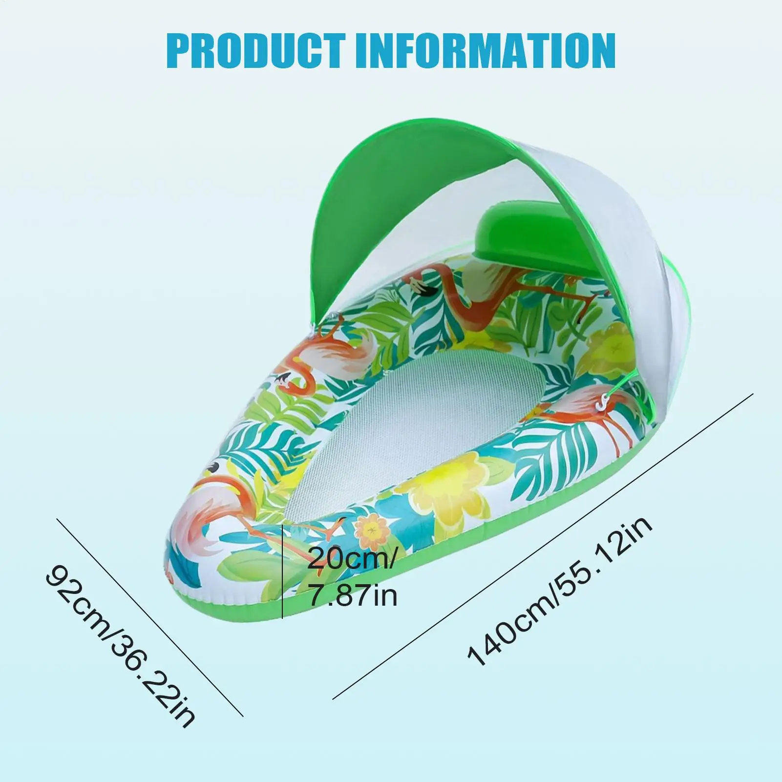 Flotadores de piscina con dosel, balsa inflable para piscina con protección solar para deportes, niños pequeños, playa, mar, isla de natación de primavera