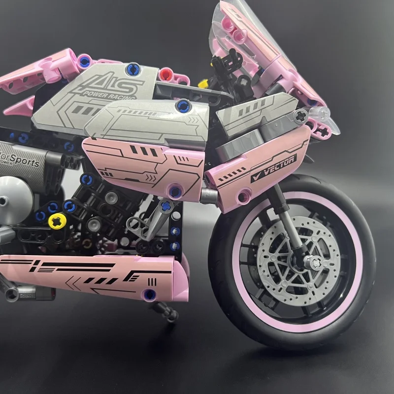 

1000R Compatible with Pink Motorcycle Building Block Model, Children's Puzzle Assembly Toy Car Gift Toys for Boys Collectibles