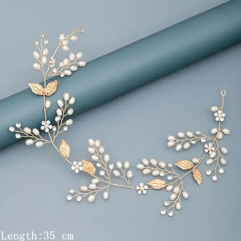Pearl Rhinestone Flower Headband Wedding Hair Accessories For Women Bridal Headband Hair Jewelry Light Gold Wedding Accessories image 4