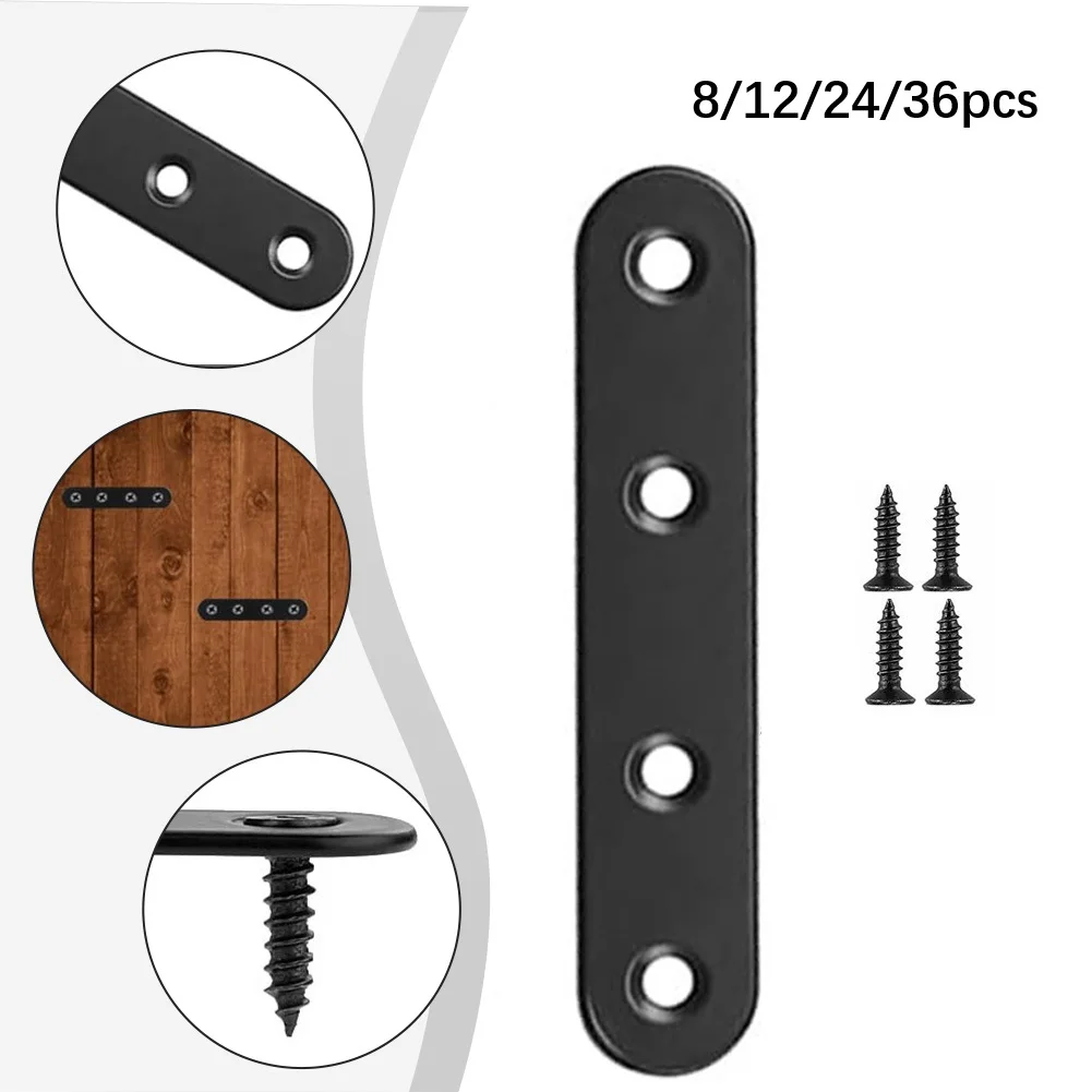 8/12/24/36pcs Flat Repair Plates Straight Brackets 304 Stainless Steel 4 Holes Flat Brace Mending Plates With Screws