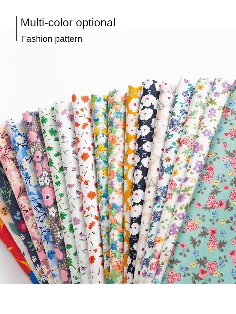 Pure Cotton Printed Poplin Fabric Flower By The Meter for Shirt Skirt Cheongsam Child Clothes Sewing Opaque Cloth Floral White