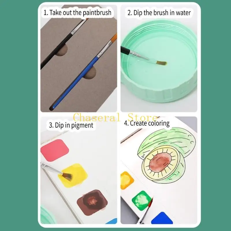 Livro pintura aquarela bolso E7CE, 21Páginas, Livro Colorir aquarela Pintura Viagem