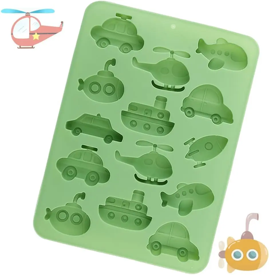 3d Cars Planes Boat Silicone Mold Fondant Candy Chocolate Mould Diy Rocket Helicopter for Cake Decration Baking Accessories
