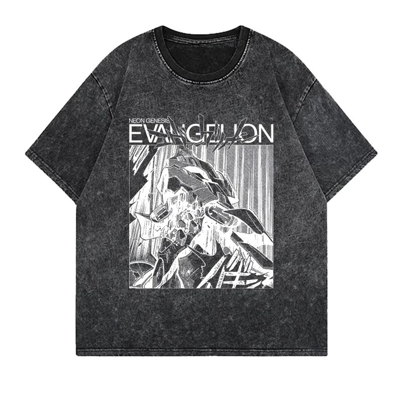 Neues Neon Genesis Evangelion Unit-01 Manga-Panel Vintage Washed T-Shirt 2026 Sommer Streetwear Grafik-T-Shirt für Herren und Damen