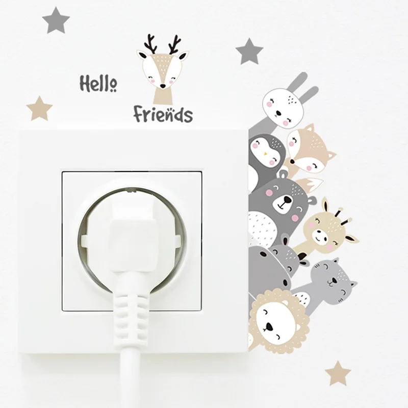 1pcs Cartoon Animals Switch Stickers for Baby Room Children's Room Decor Power Socket Switch Wall Decals Wall Sticker Kids Room