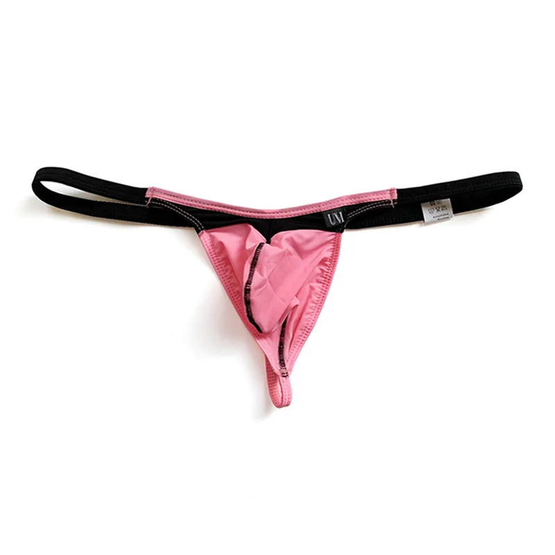 

Men Sheer Color Block Thong Low Waist Sexy Breathable T-Back Underwear 0112