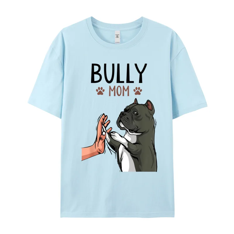 American Bully Mom Cute Dog T Shirt Birthday Newest Crewneck Combed cotton Tops & Tees Tops T Shirt for Male NEW YEAR DAY