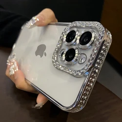 Luxury Diamond Glitter Transparent Soft Silicone Case For iPhone 15 14 Plus 13 12 11 Pro Max Bling Shockproof Rhinestone Cover