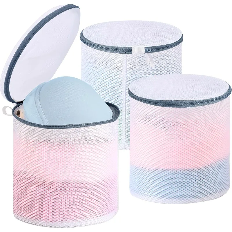 3 PCS Lingerie Bags for Washing Delicates, Bra Wash Bags Grey Zipper