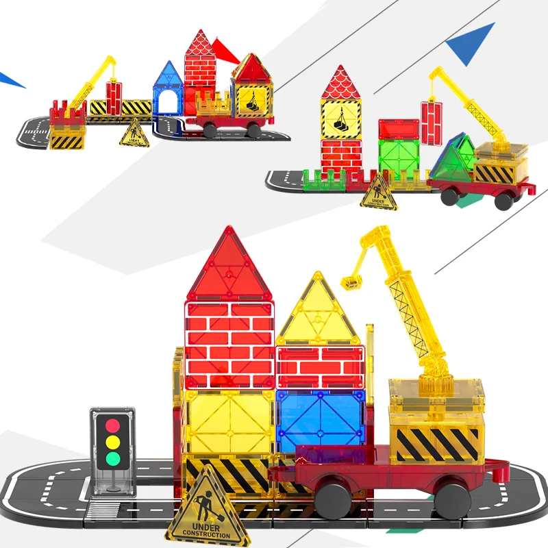 Magnetic Building Blocks set with car assembly toys Magnetic Montessori Educational Game Toys for Kids Boys Girls Gifts