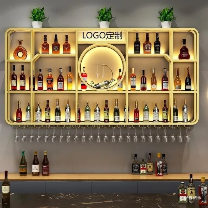 

Кованая светящаяся витрина для бара, настенная винная полка для ресторана, бара, винного шкафа, барной стойки