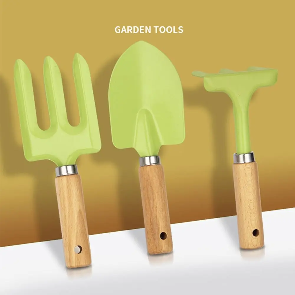 1/ 3PCS Little Gardener Kids Gardening Tools Set Shovel Rake Fork Safe Children Garden Tool Candy Color Loosen Soil