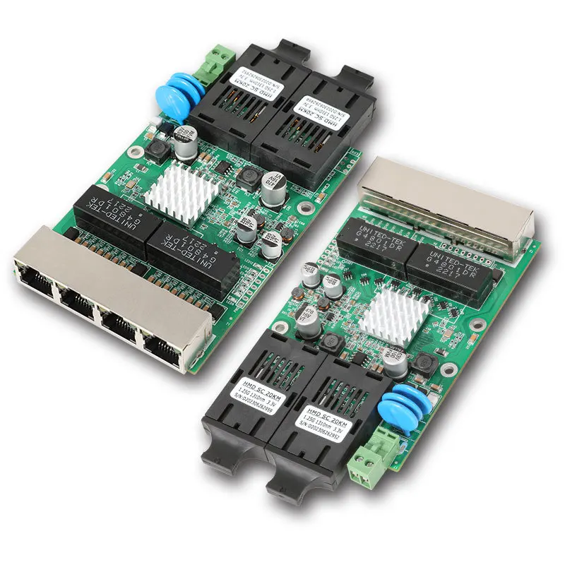 Industrial 2-Port Optical 4-Port Electrical Gigabit Single-Mode Single-Fiber Embedded Switch Module with 20km Reach - AB Series