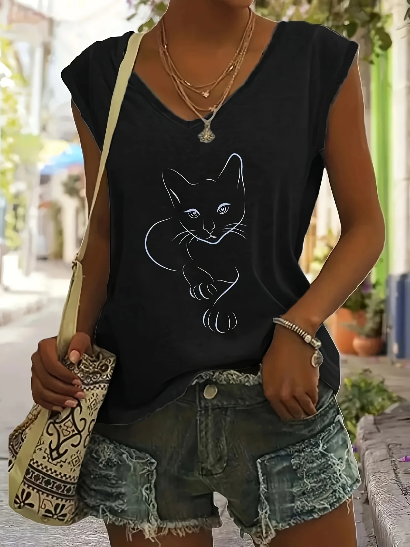 

Women's loose V-neck modal comfortable and soft summer short-sleeved T-shirt top