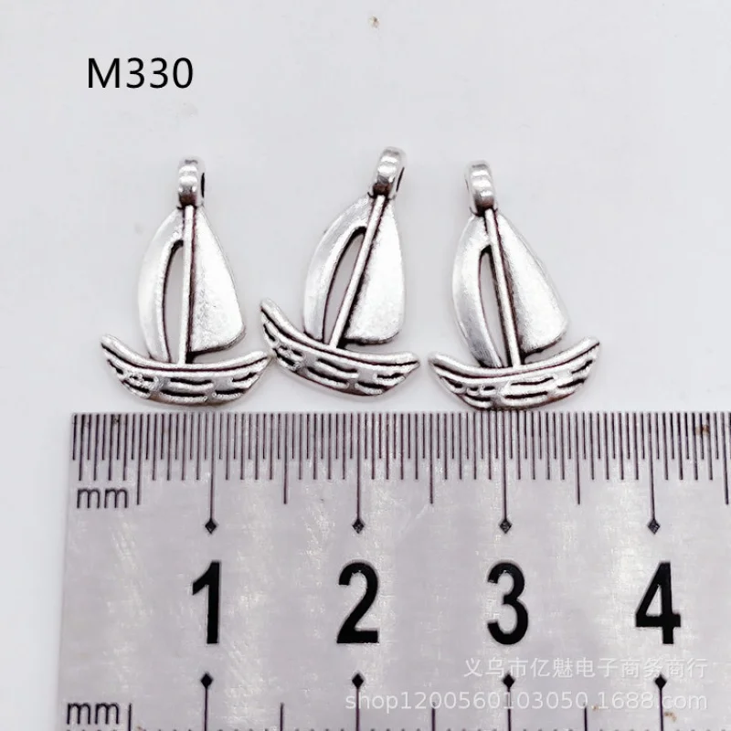 Factory Direct Sales 100Pieces DIY Ornament Sailboat Pendant White Copper 18X15MM Small pendant