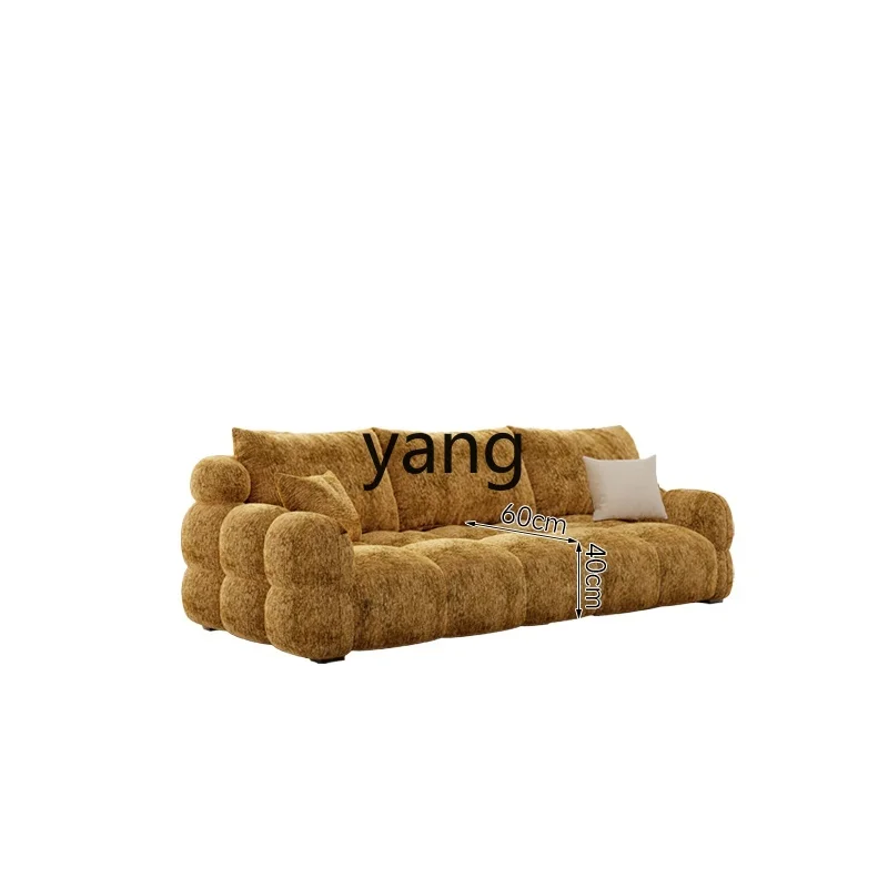

LMM retro chenille velvet marshmallow sofa living room cream wind small apartment straight row