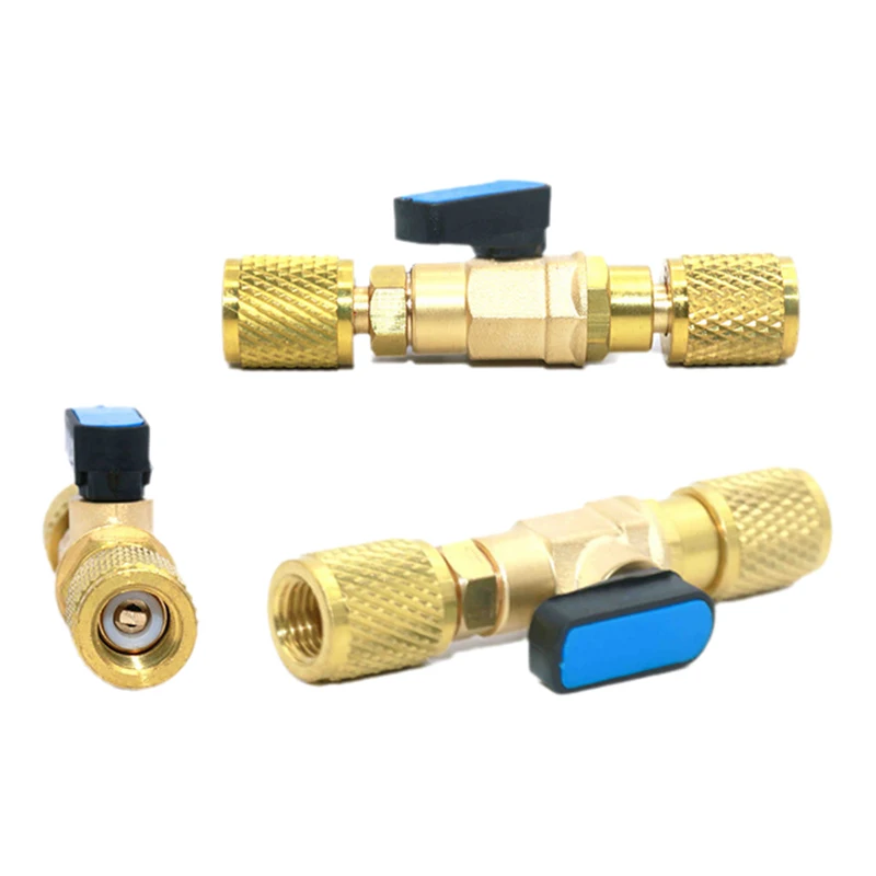 1 Piece Air Conditioning DIY Accessories Brass Refrigeration Ball Valve Adapter Refrigerant Ball Valve Connector G1/4''