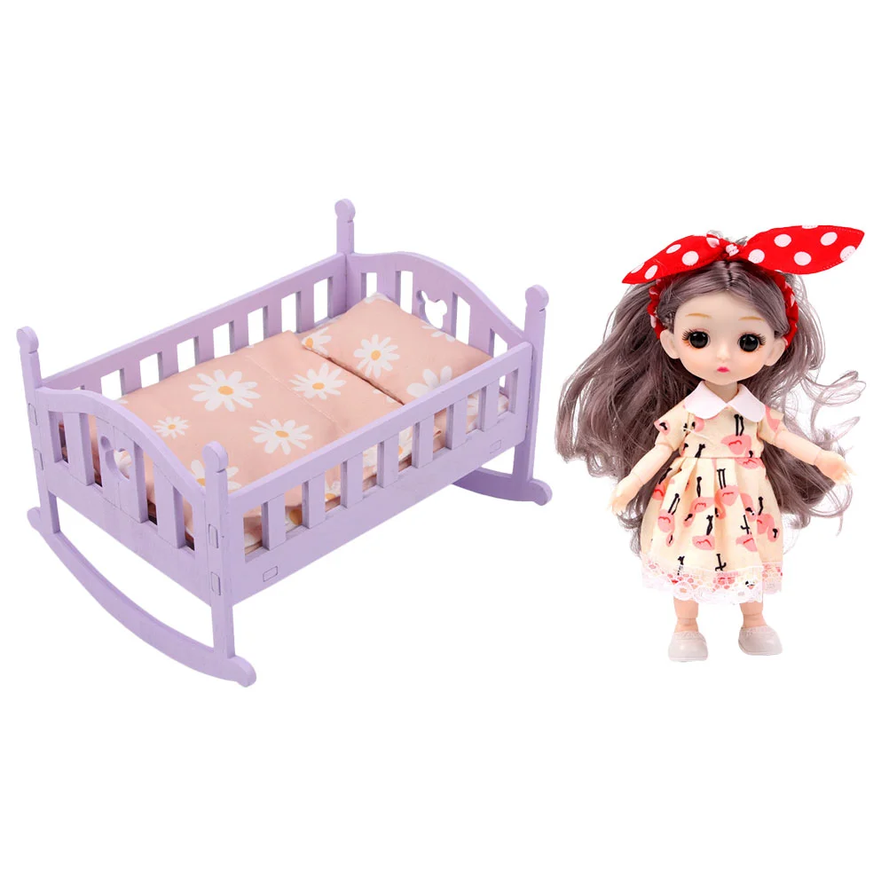 

Cribs for Babies Wooden Baby Cradle Mini House Bed Food Dolly Furniture Child Dolls